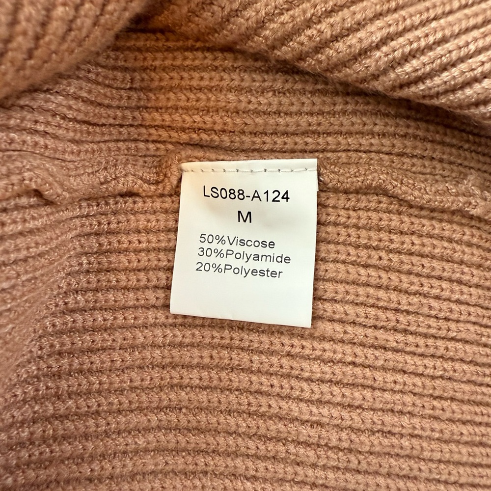 Tan Ribbed Button-Down Cocoon Cardigan - Picture 8 of 9